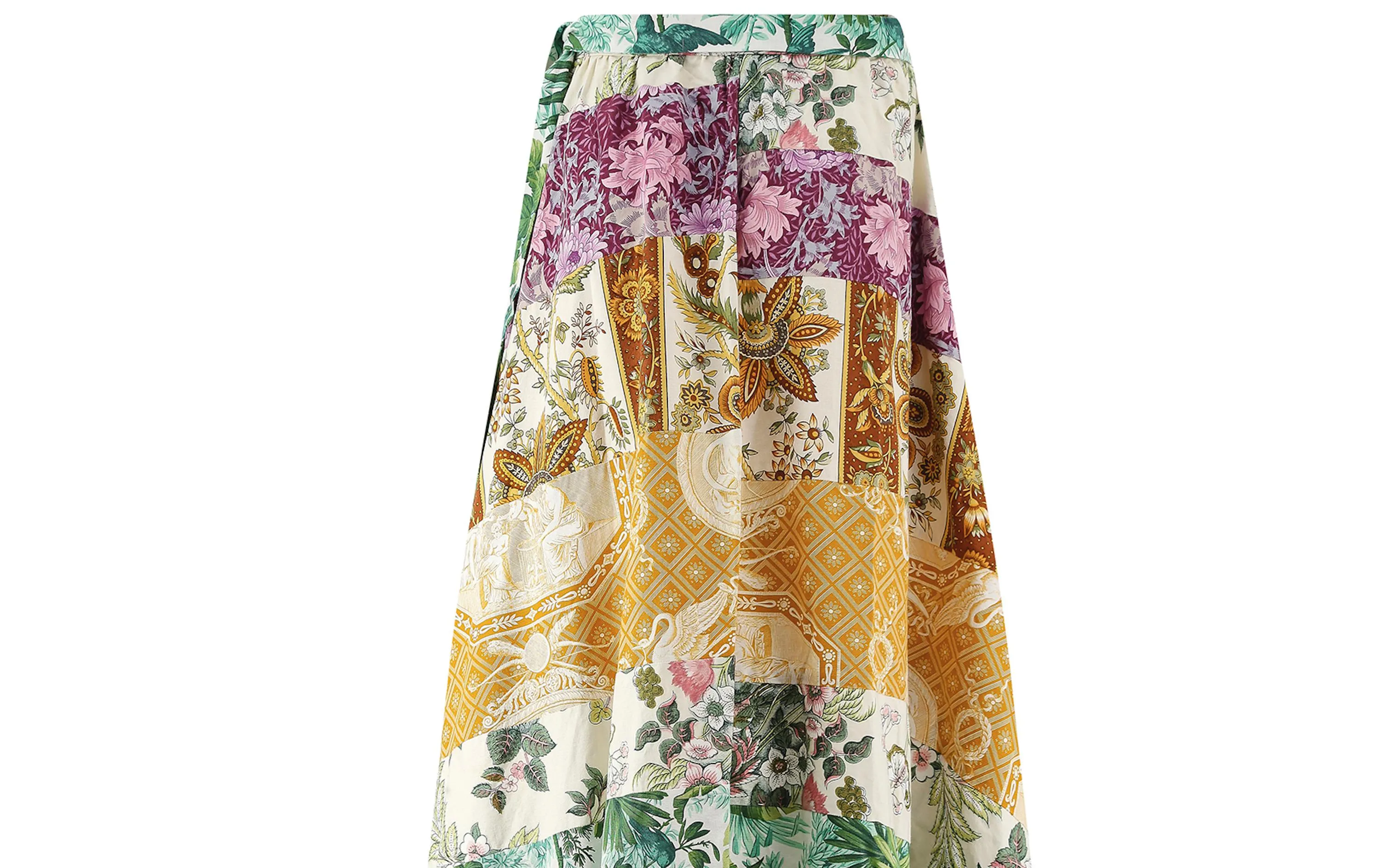 ARCHIVE - 1970s Cotton Patchwork Skirt with Deep Flounce