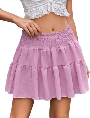 Avidlove Womens Summer Flowy Mini Skirts High Waisted Ruffle Boho Casual Cute Beach Short Skirt
