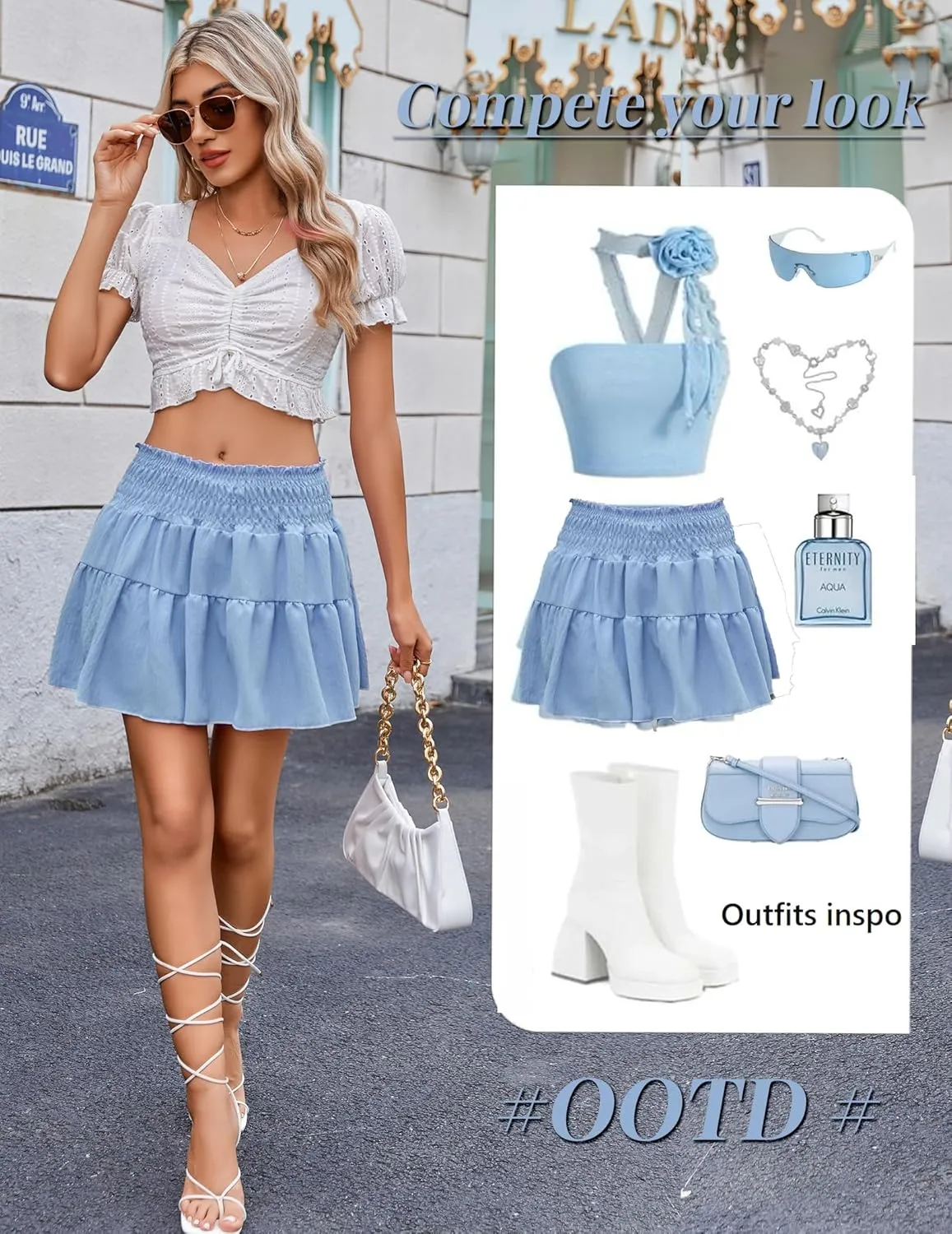 Avidlove Womens Summer Flowy Mini Skirts High Waisted Ruffle Boho Casual Cute Beach Short Skirt
