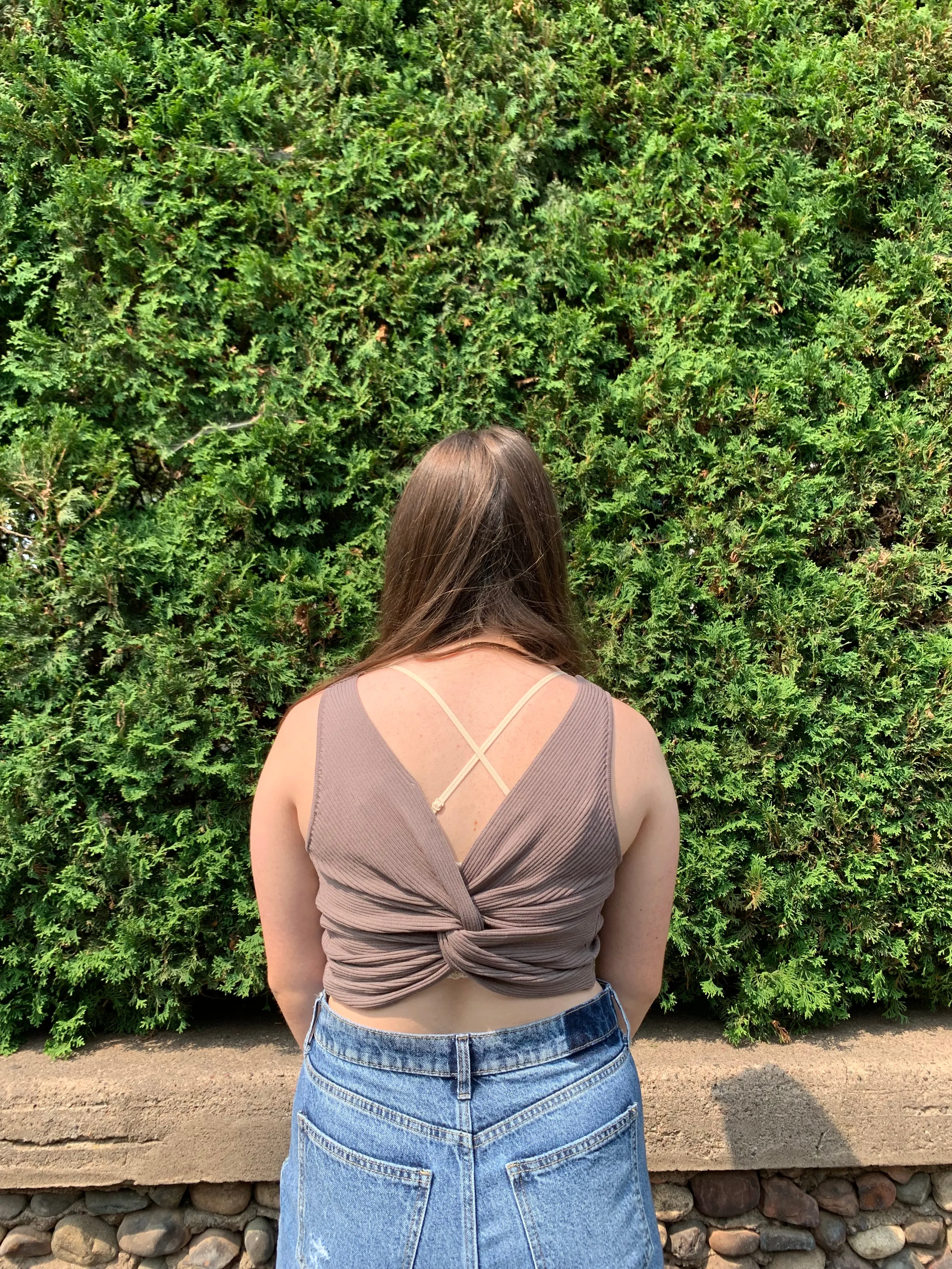 Back Knot Ribbed Sweater Tank