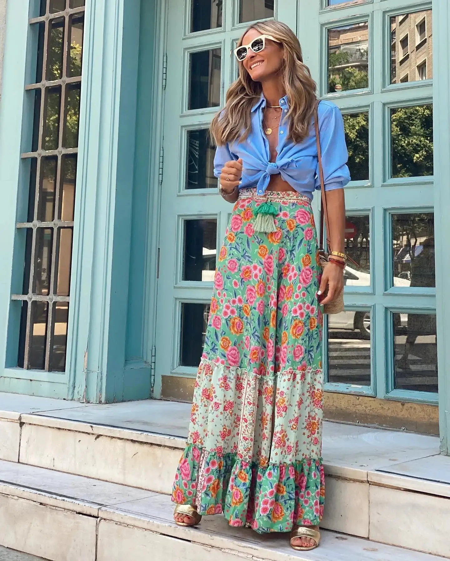 Basil Floral Printed Maxi Skirt