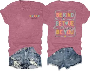 Be Kind Shirt for Women Teacher Kindness Positive Message Tshirt Dandelion Graphic Summer Tee Tops