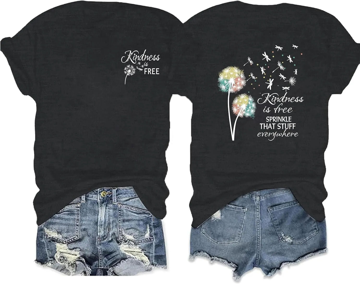 Be Kind Shirt for Women Teacher Kindness Positive Message Tshirt Dandelion Graphic Summer Tee Tops
