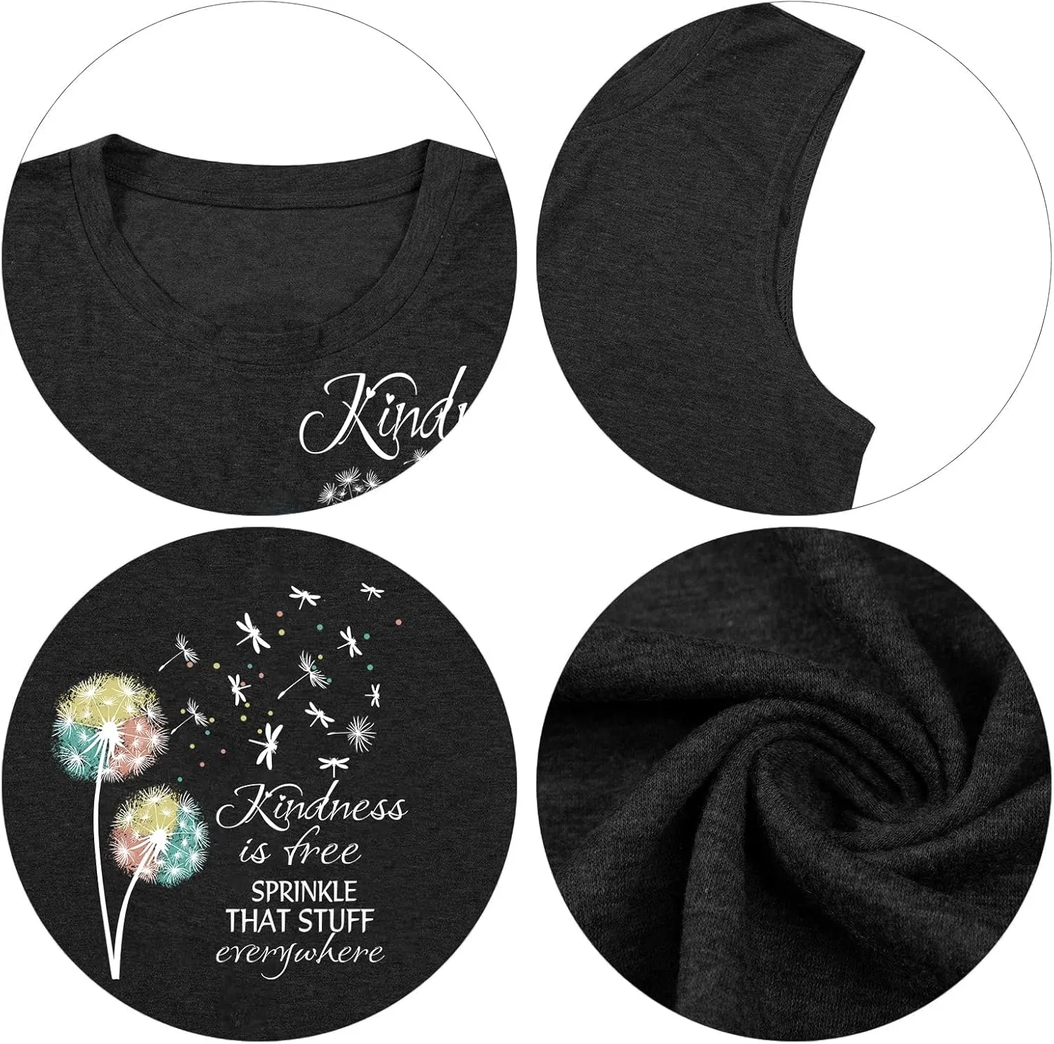 Be Kind Shirt for Women Teacher Kindness Positive Message Tshirt Dandelion Graphic Summer Tee Tops