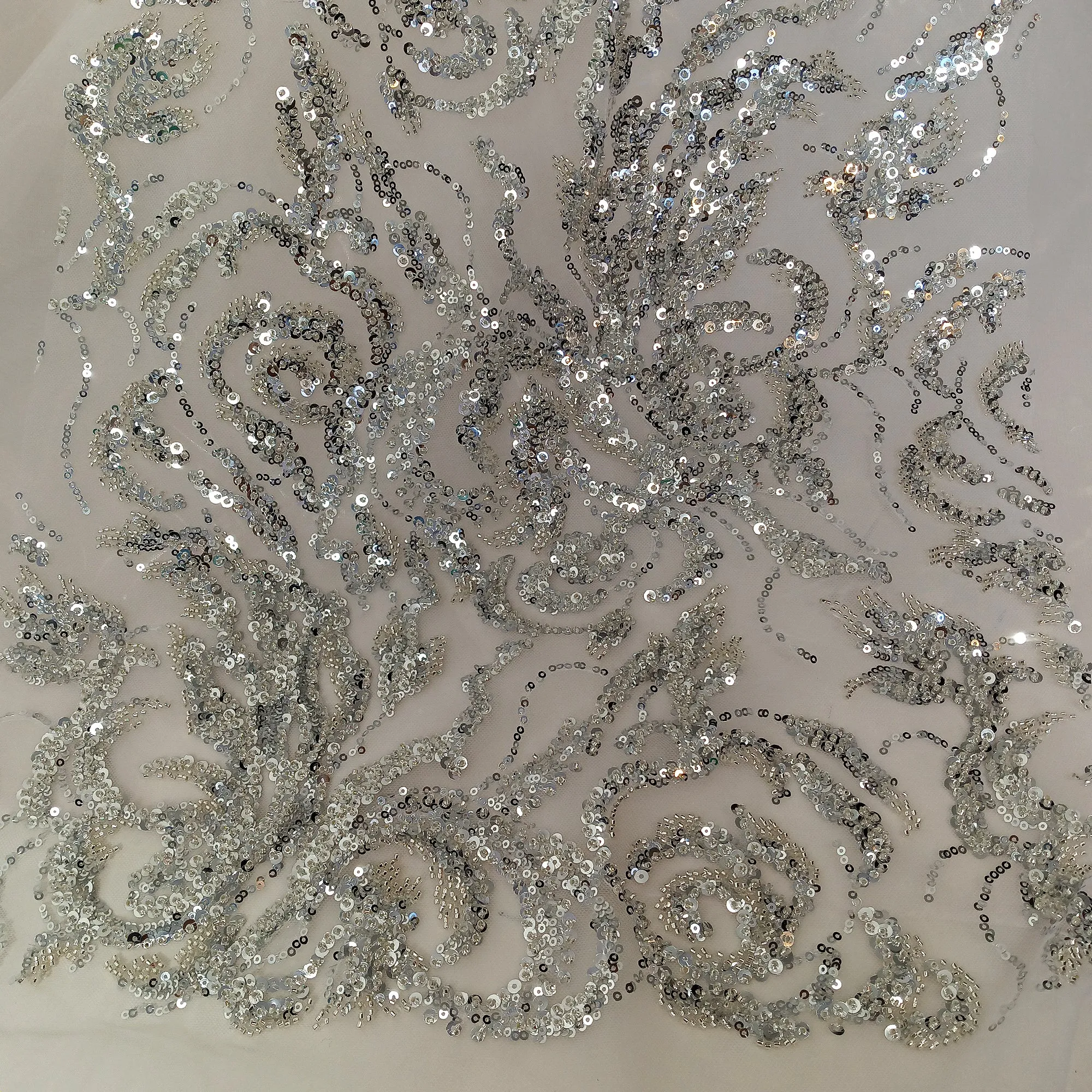Beaded & Sequined Lace Fabric Embroidered on 100% Polyester Net Mesh | Lace USA - GD-30