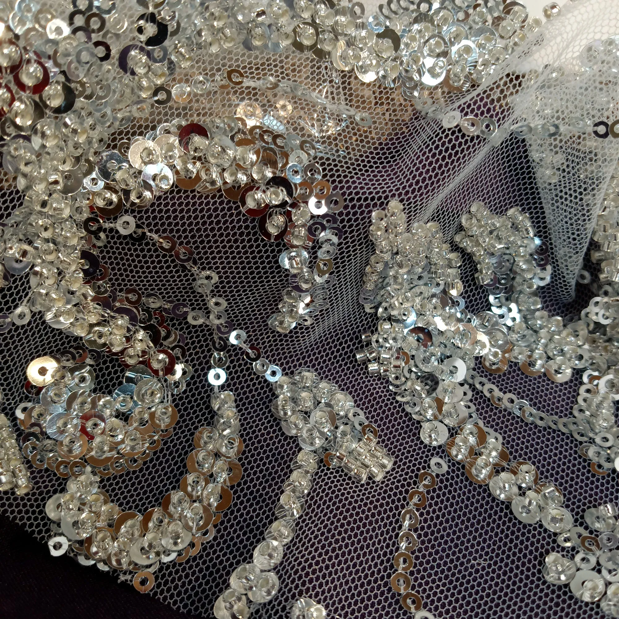 Beaded & Sequined Lace Fabric Embroidered on 100% Polyester Net Mesh | Lace USA - GD-30