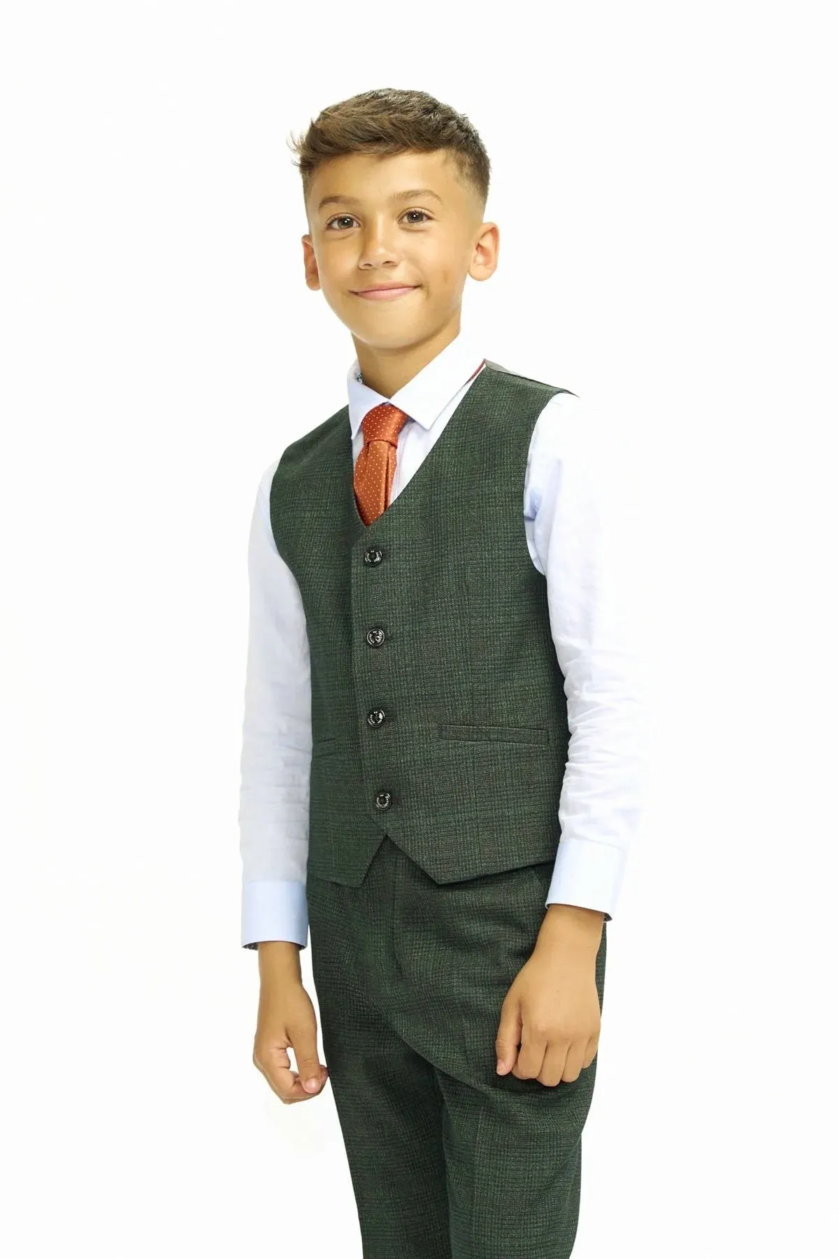 Boys Cavani Tailored Fit Cardi 3 Piece Suit - Olive