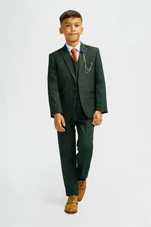 Boys Cavani Tailored Fit Cardi 3 Piece Suit - Olive