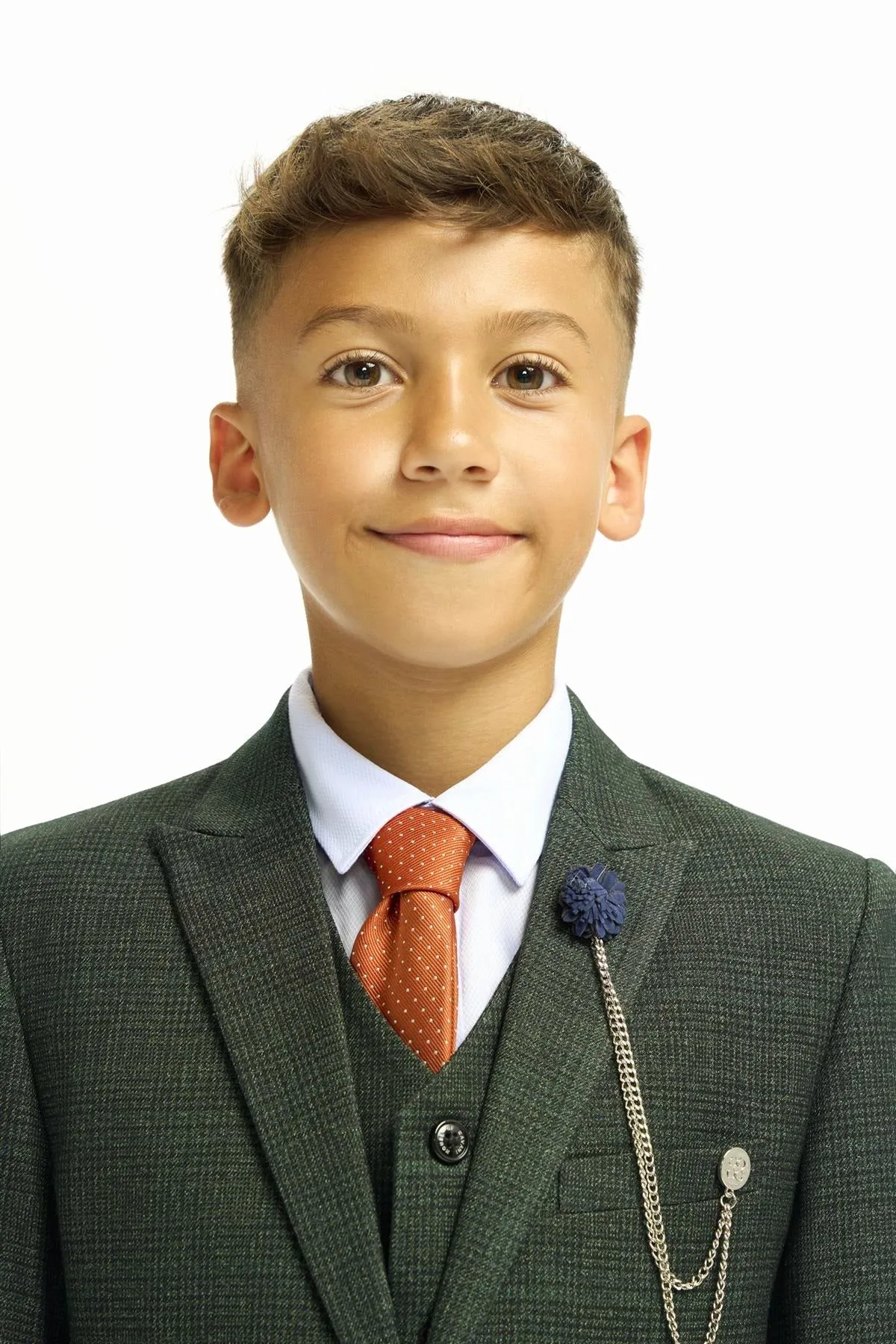 Boys Cavani Tailored Fit Cardi 3 Piece Suit - Olive
