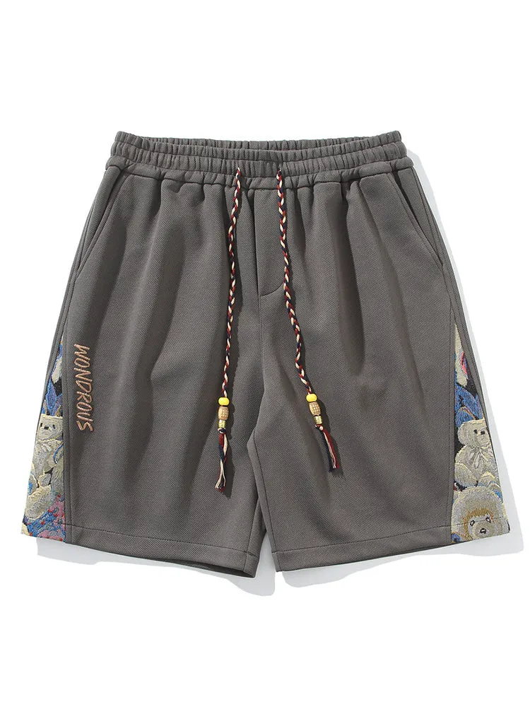 Casual Drawstring Splicing Shorts