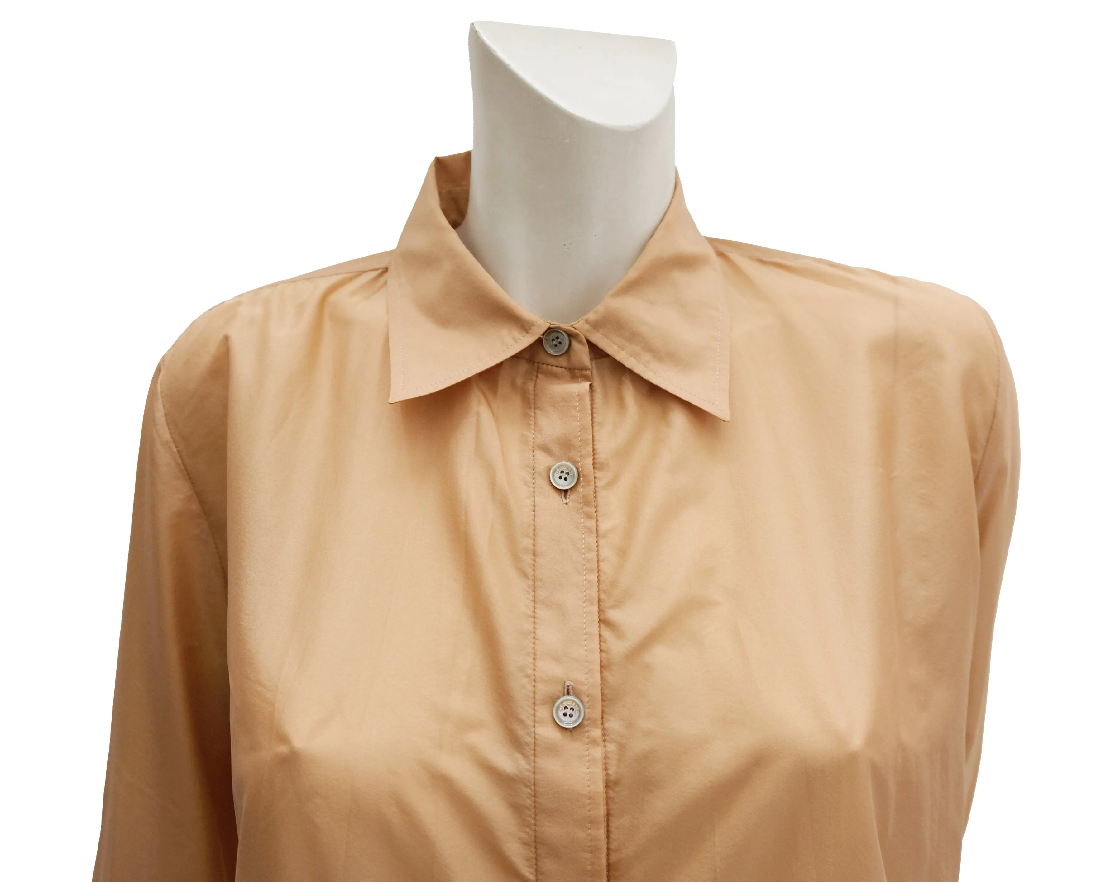 Celine Nude Silk Shirt, UK10-12
