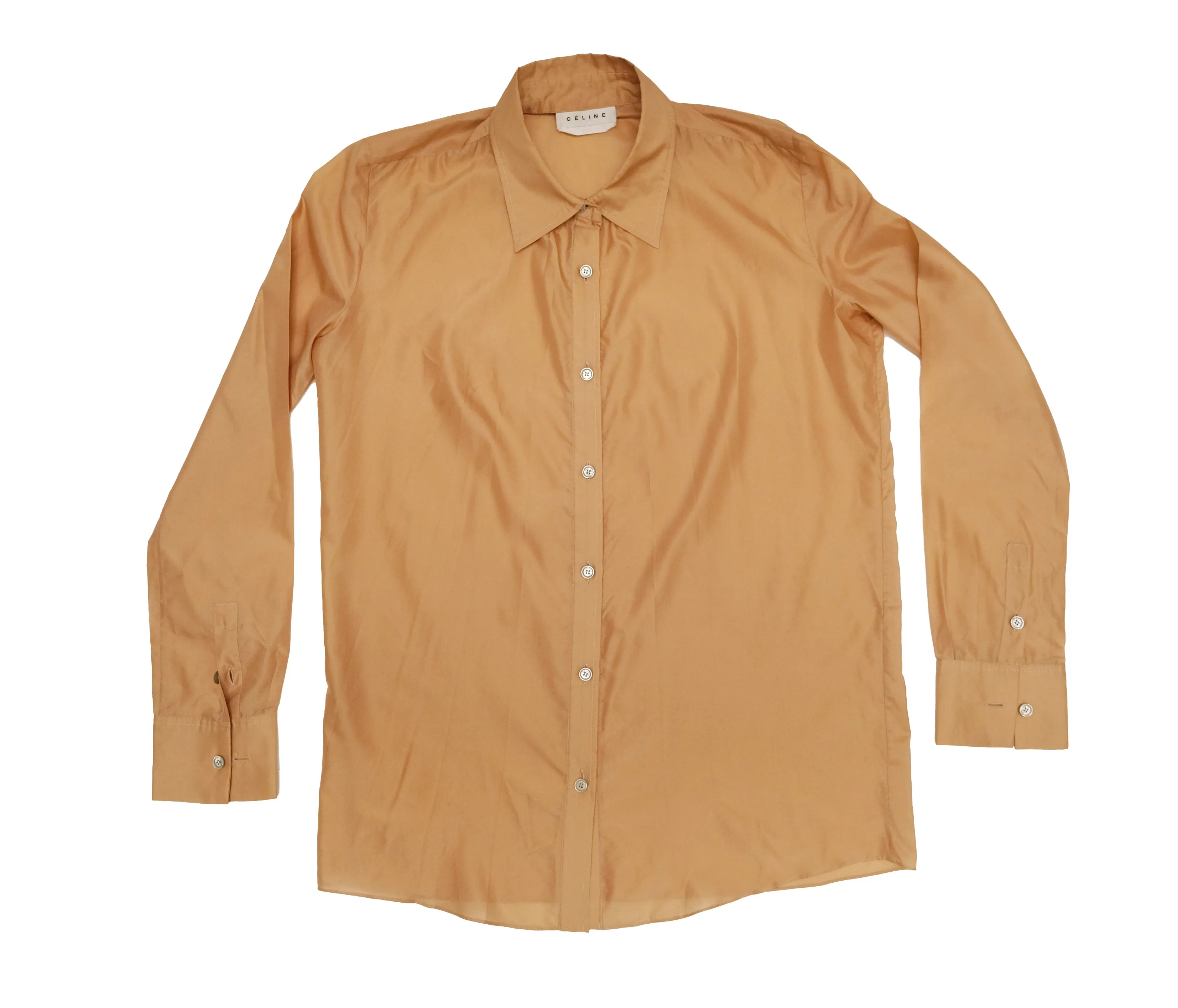 Celine Nude Silk Shirt, UK10-12