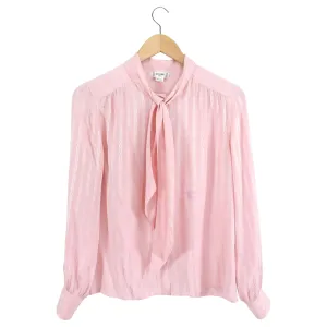 Celine Vintage Silk Jacquard Logo Tie Neck Blouse - S (4/6)