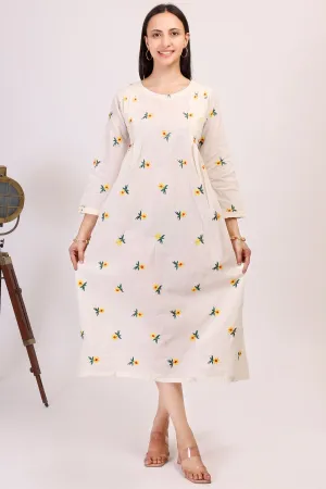 Cotton Embroidered White Dress