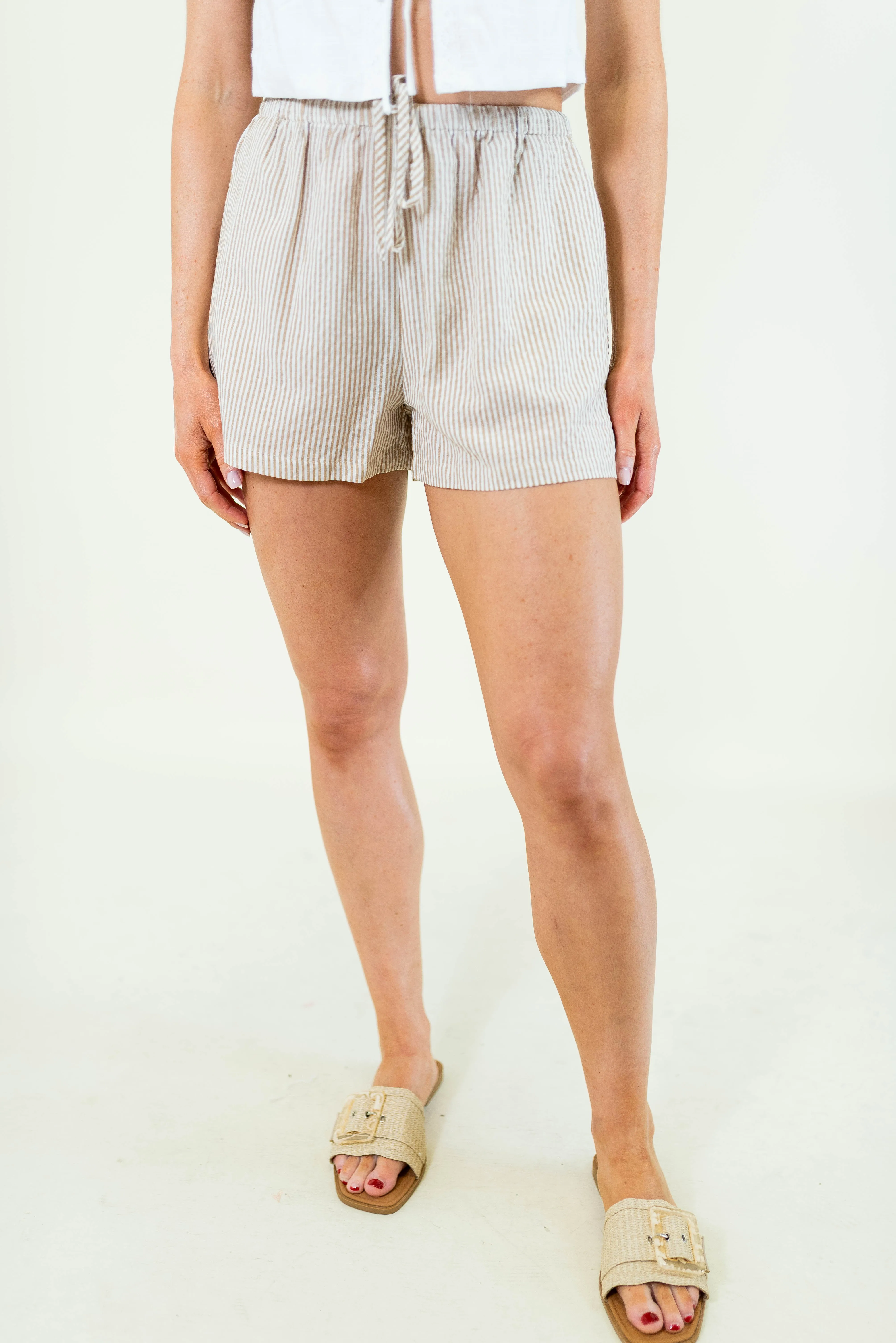 Drawstring Waist Gingham Shorts