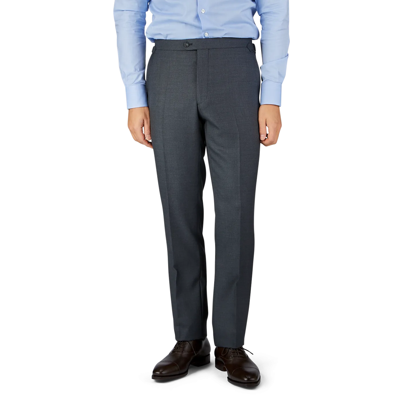 Grey Super 100's Wool Flat Front Suit Trousers