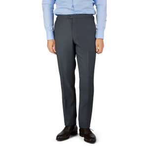 Grey Super 100's Wool Flat Front Suit Trousers