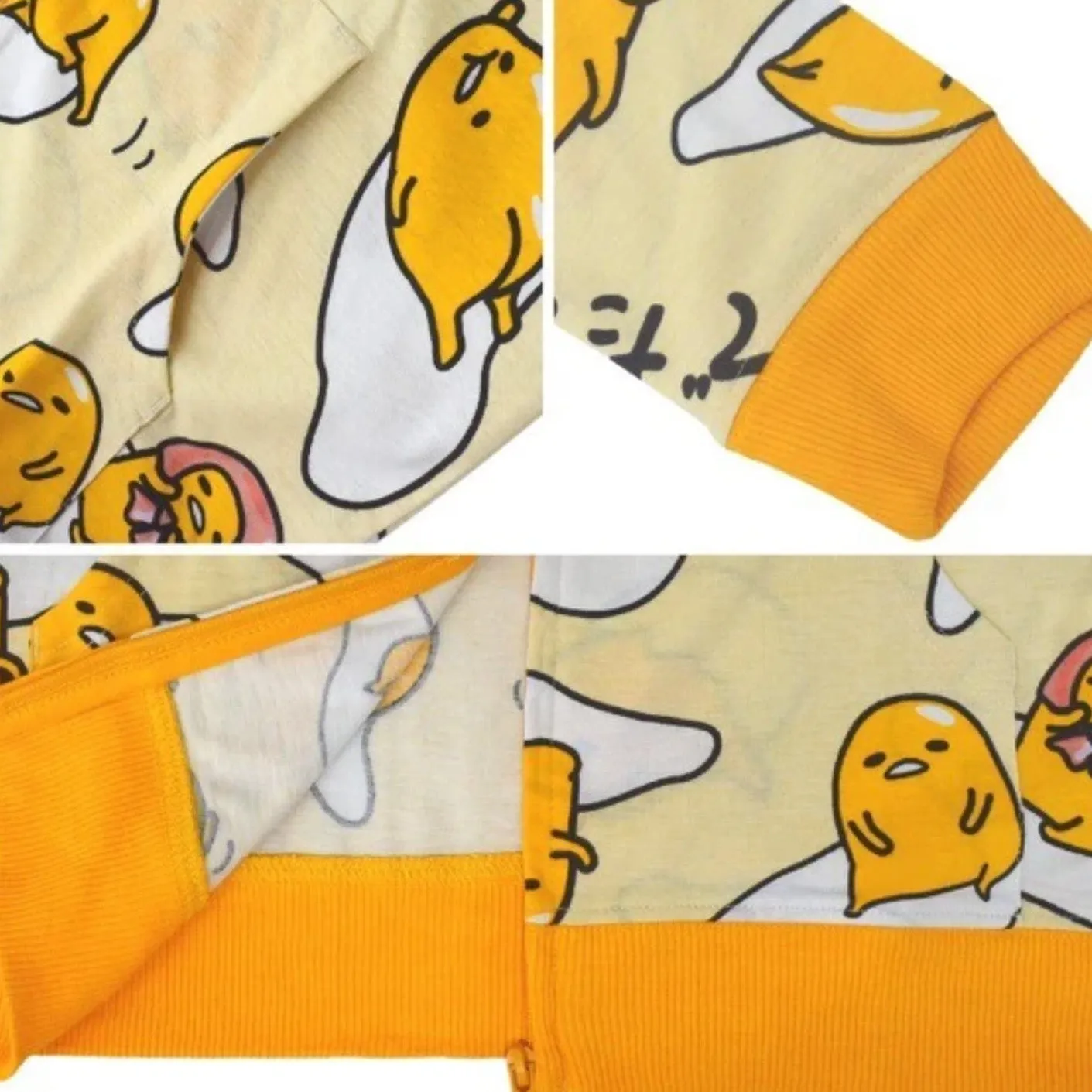 Gudetama All-Over-Pattern Zip-up Hoody Jacket (Yellow)