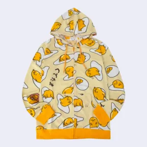 Gudetama All-Over-Pattern Zip-up Hoody Jacket (Yellow)