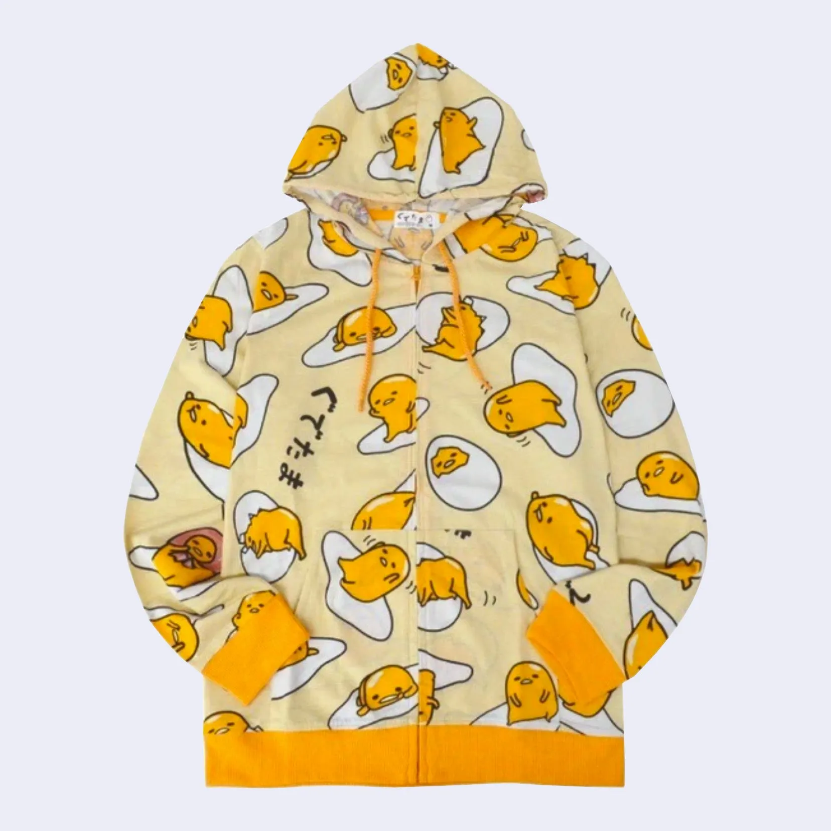 Gudetama All-Over-Pattern Zip-up Hoody Jacket (Yellow)