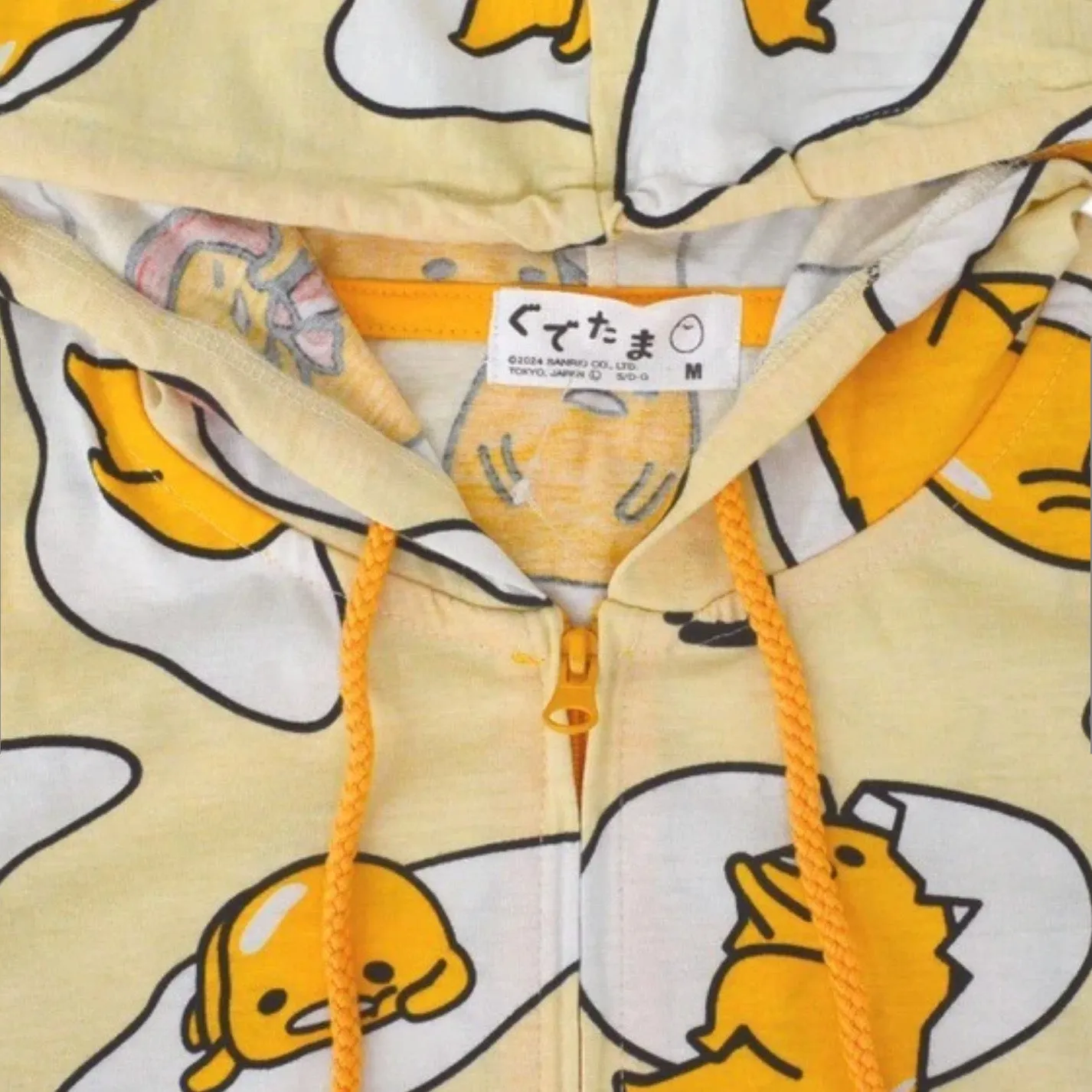 Gudetama All-Over-Pattern Zip-up Hoody Jacket (Yellow)