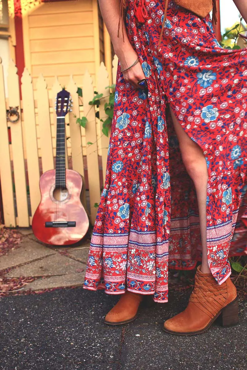 Gyspy High Split Tassel Maxi Skirt