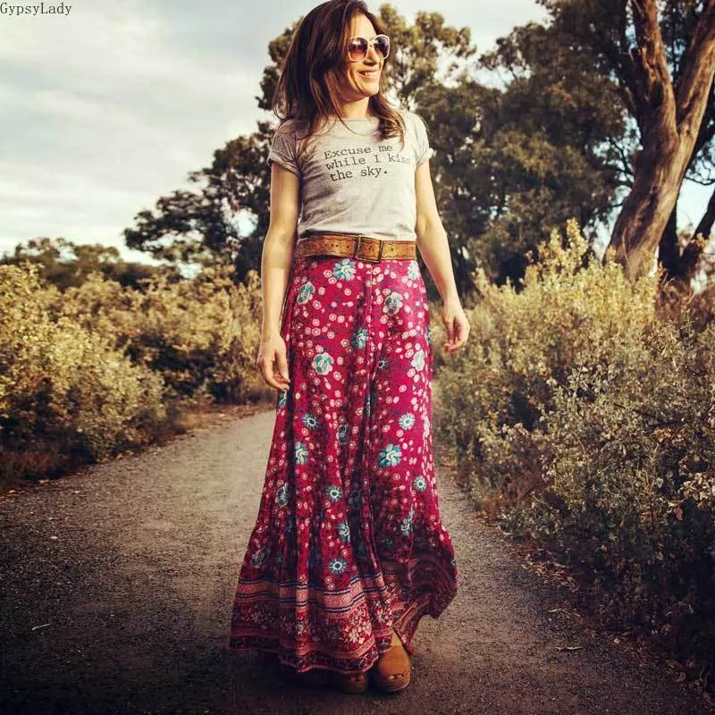 Gyspy High Split Tassel Maxi Skirt