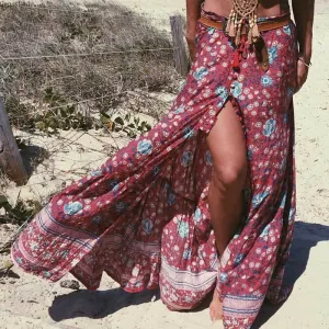 Gyspy High Split Tassel Maxi Skirt