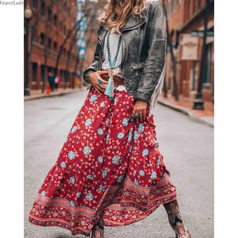 Gyspy High Split Tassel Maxi Skirt