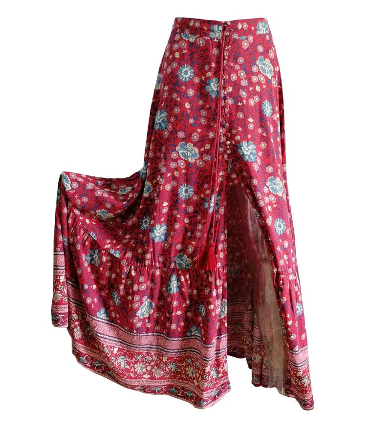 Gyspy High Split Tassel Maxi Skirt