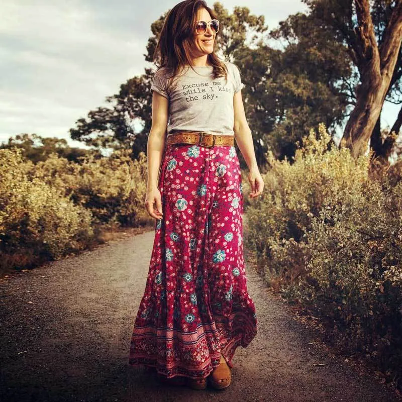 Gyspy High Split Tassel Maxi Skirt