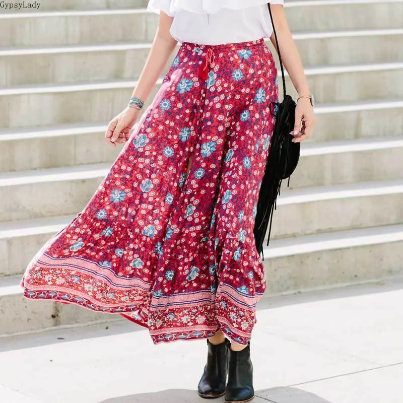 Gyspy High Split Tassel Maxi Skirt