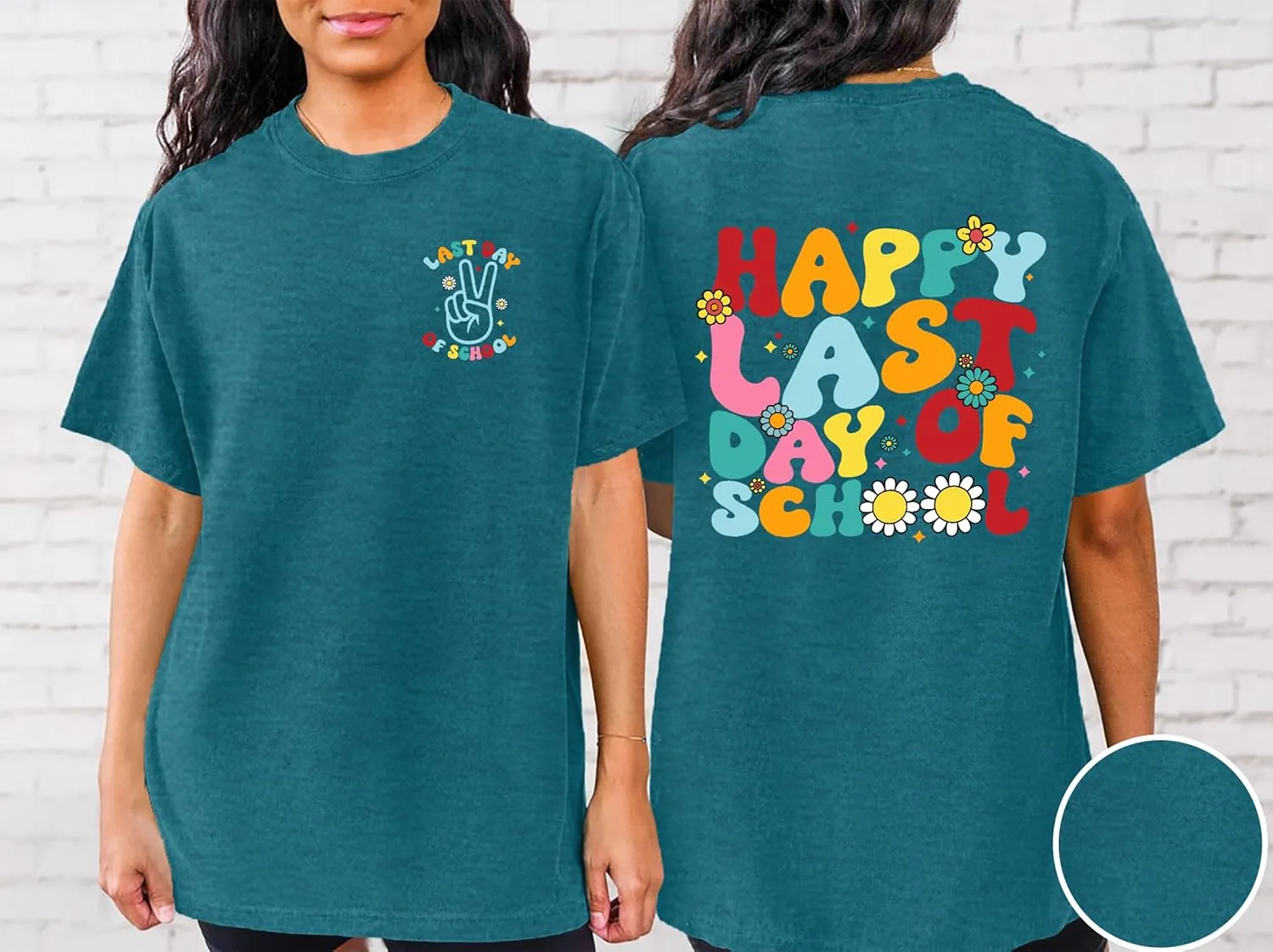 Happy Last Day of School Shirt: Oversized Teacher Tshirt Women Graduation Tee Funny Summer Tops