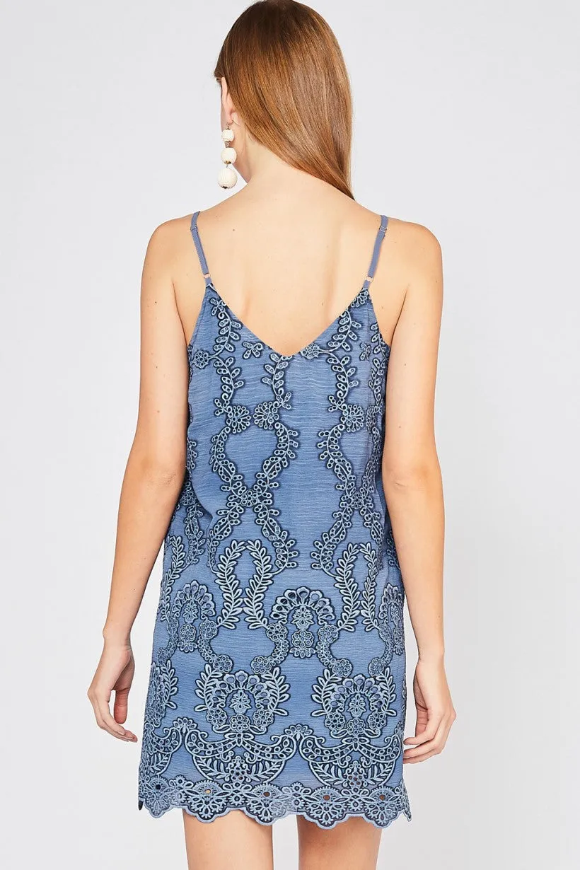 INDIGO EMBROIDERED DRESS