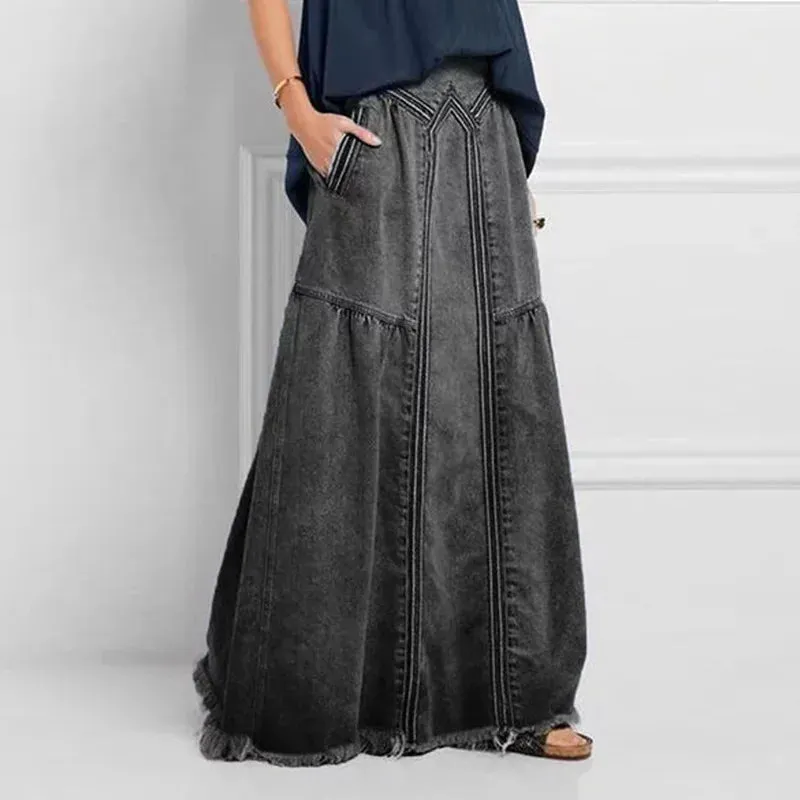 Jessie Bohemian Denim Maxi Skirt
