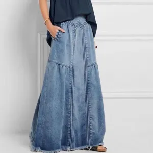 Jessie Bohemian Denim Maxi Skirt