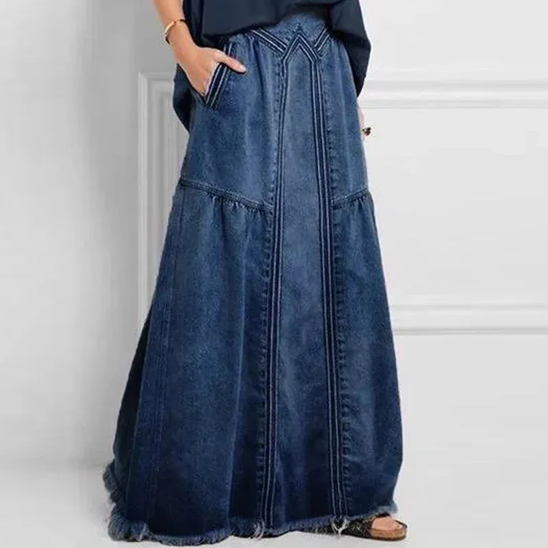 Jessie Bohemian Denim Maxi Skirt