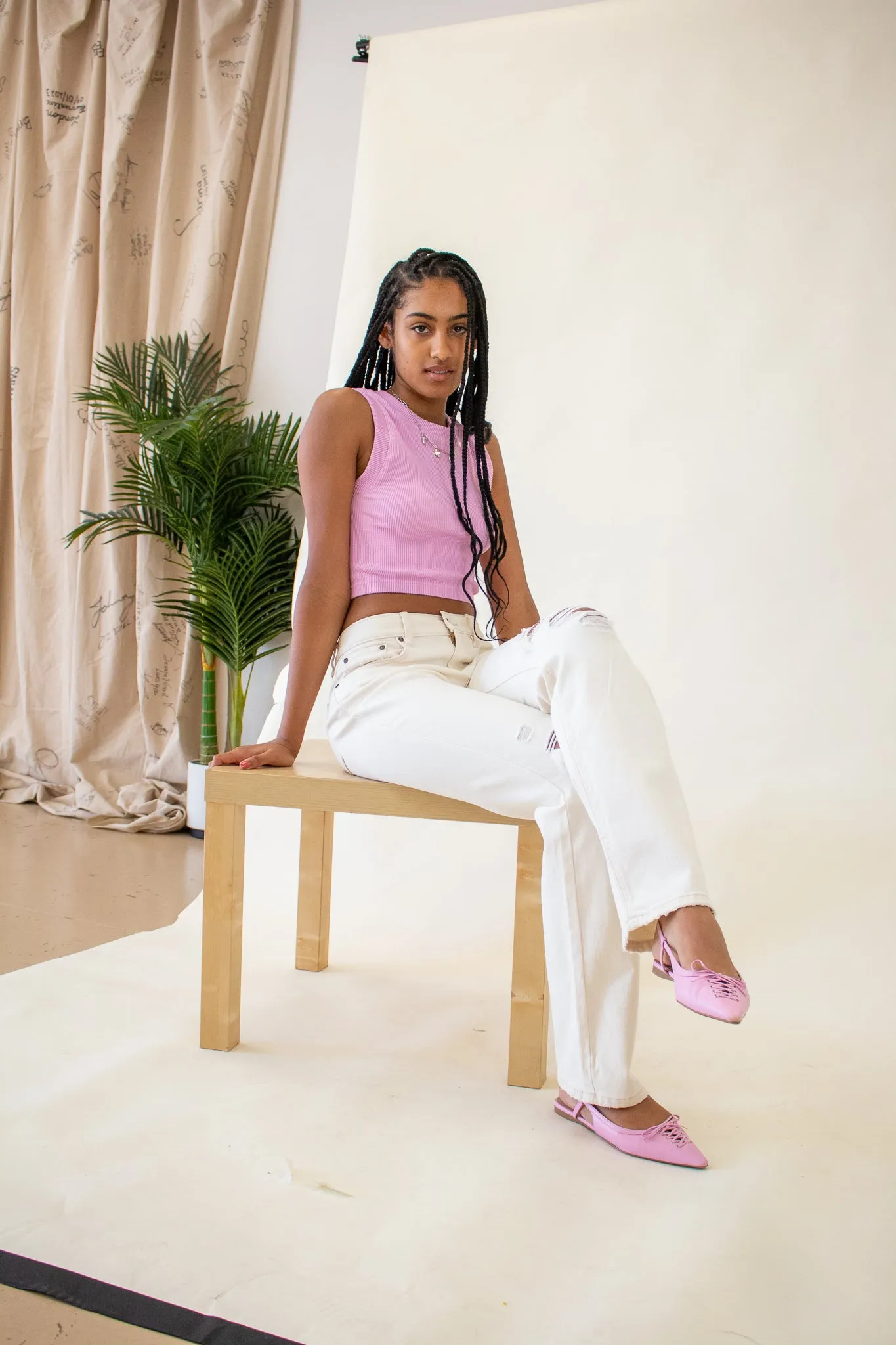 Kady Rib Crop Tank Pink