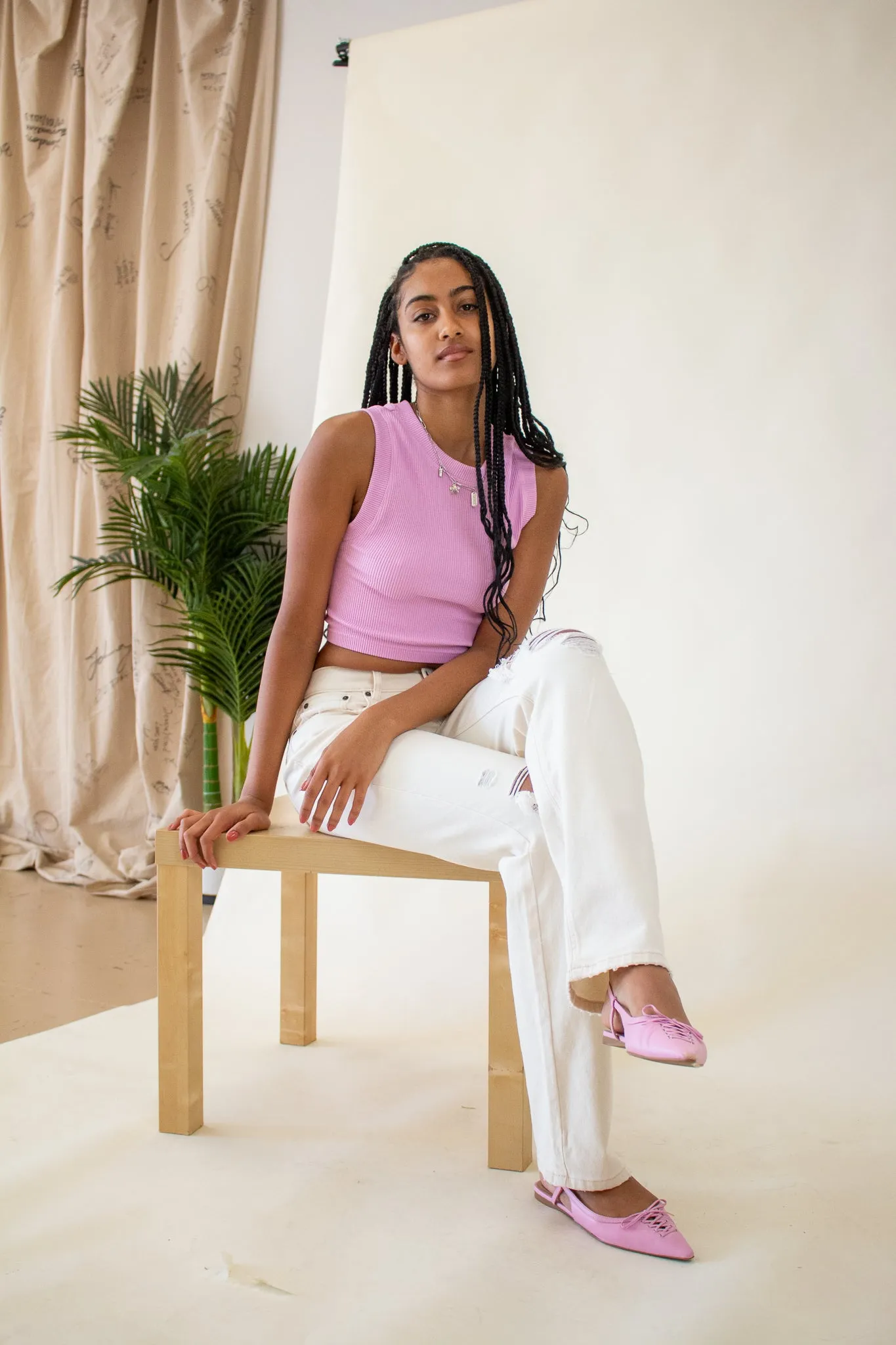Kady Rib Crop Tank Pink