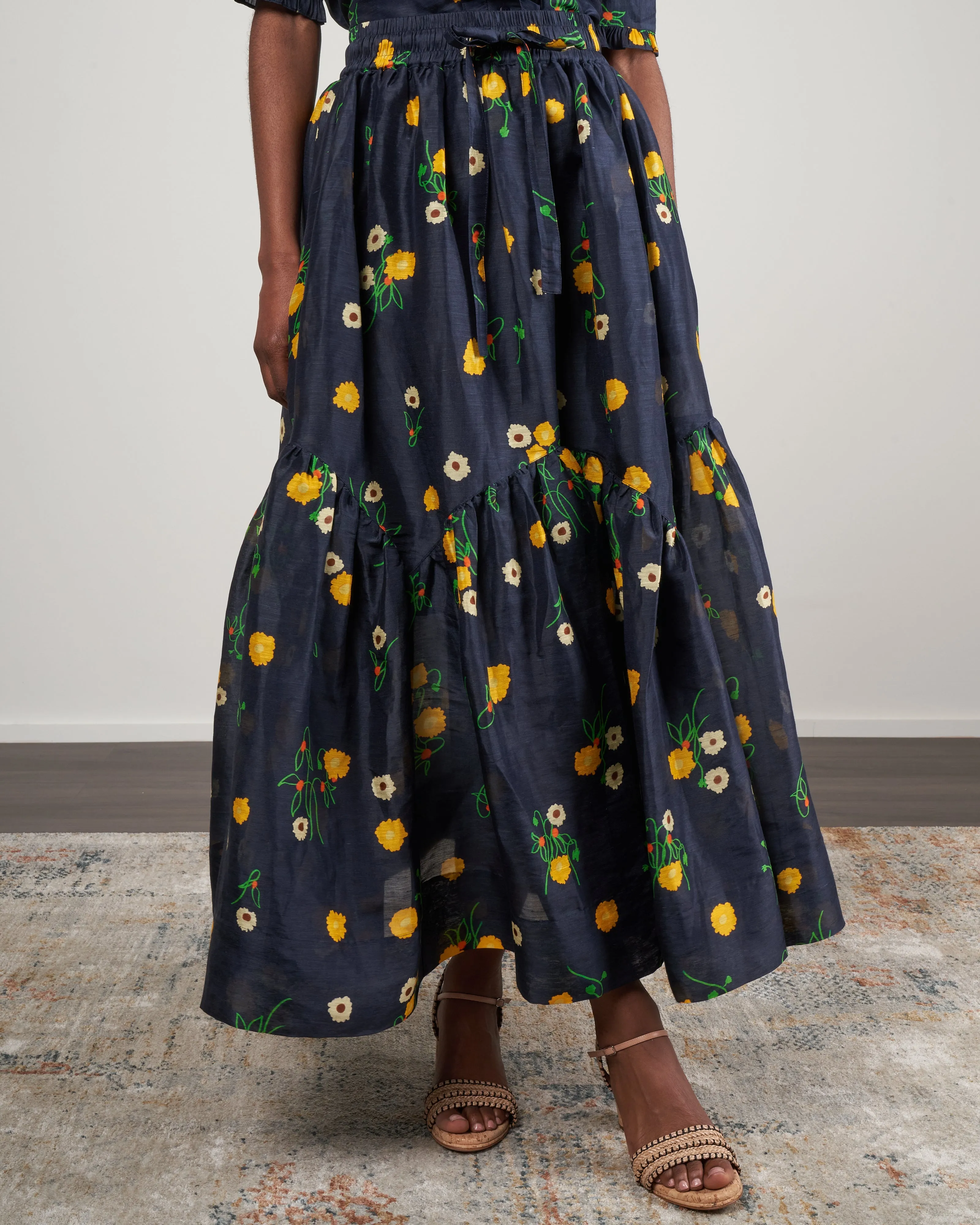 ketty maxi skirt - navy floral