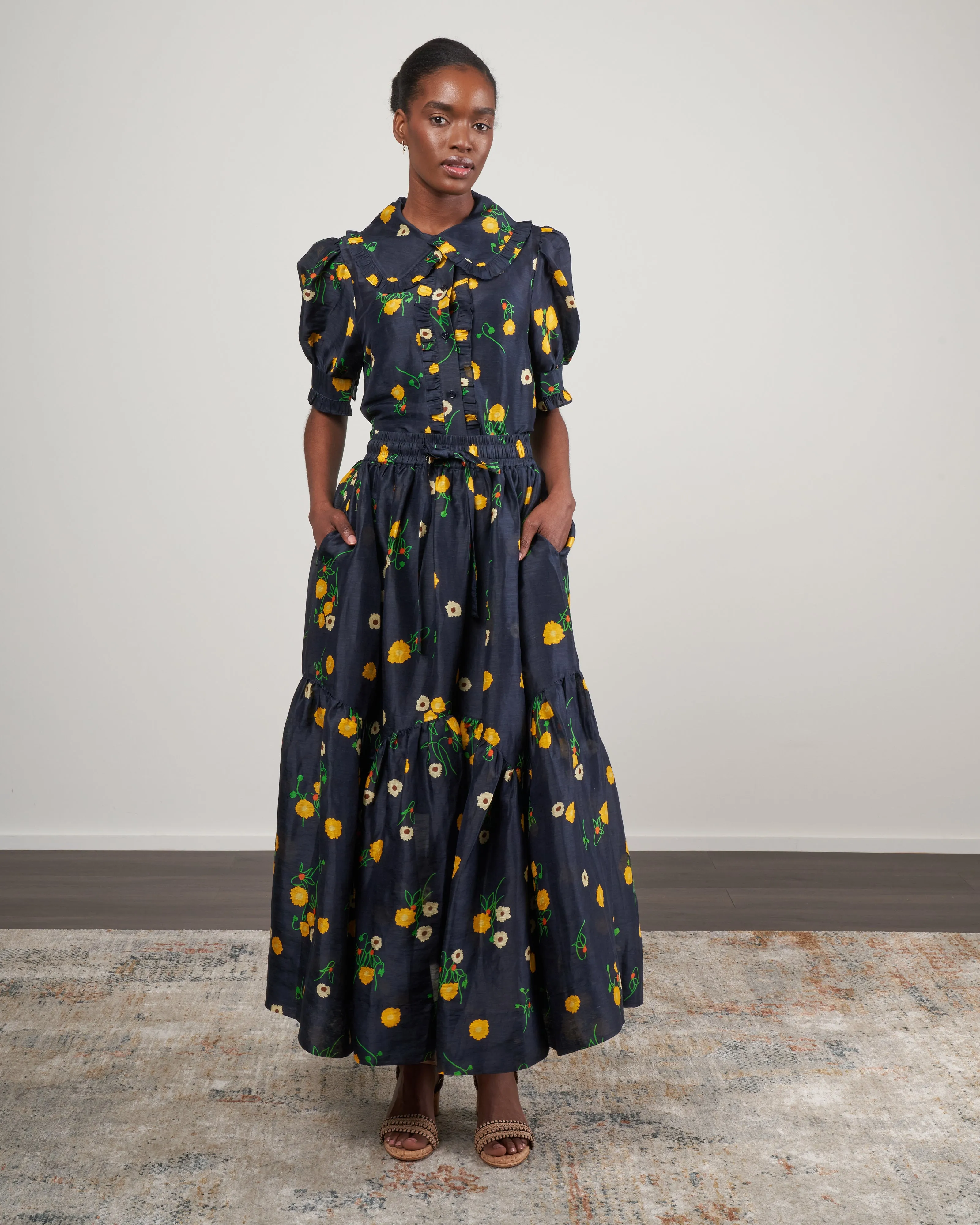 ketty maxi skirt - navy floral