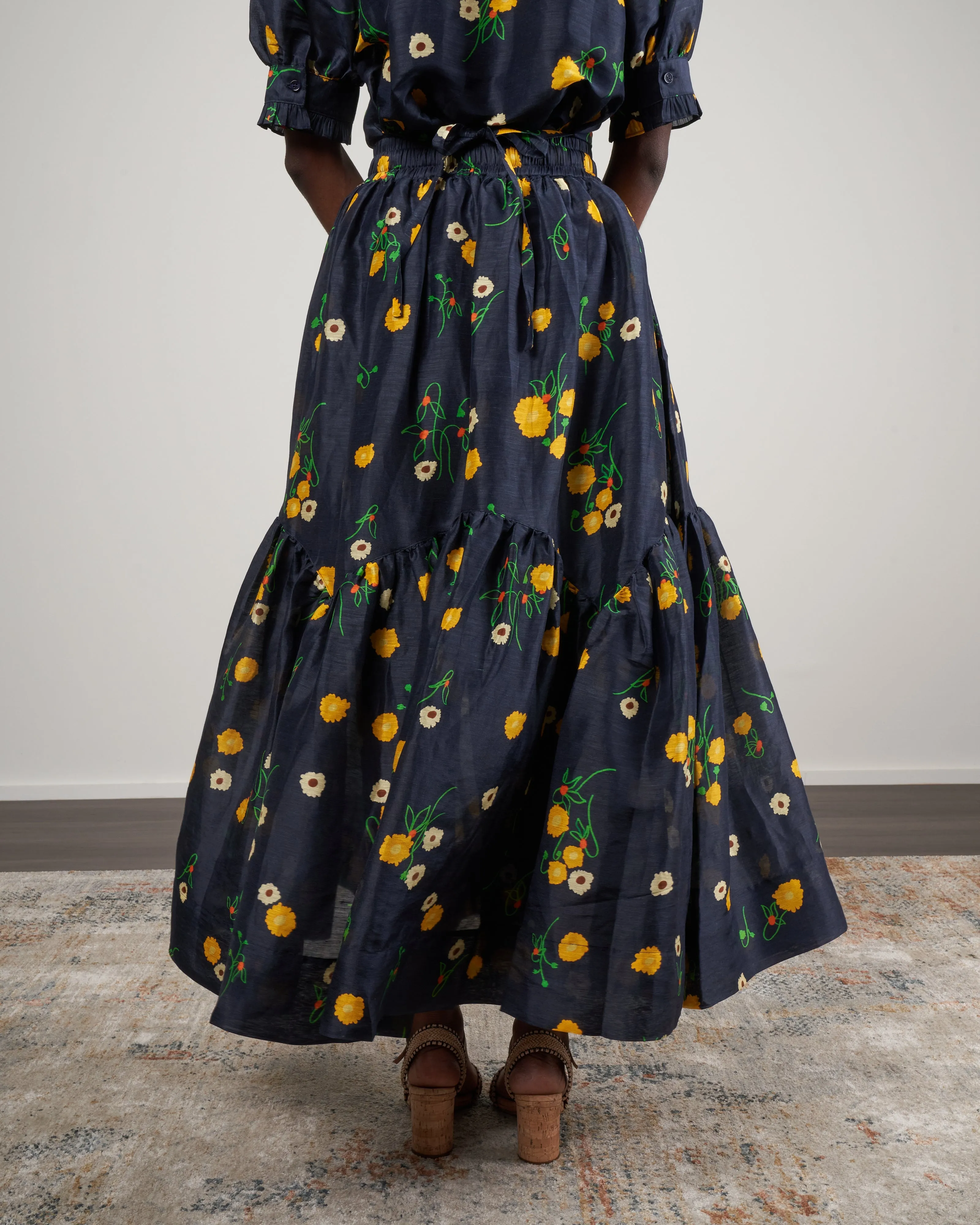 ketty maxi skirt - navy floral