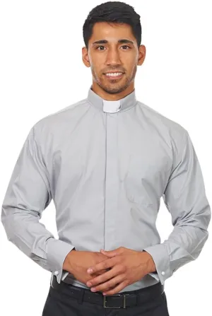Men's Long Sleeves Tab Collar Clergy Shirt Black