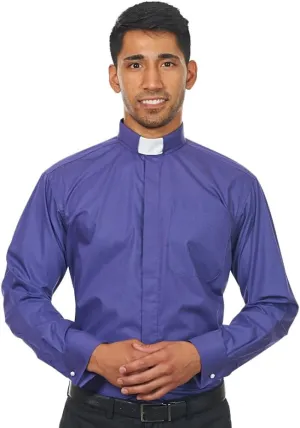 Men's Long Sleeves Tab Collar Clergy Shirt Black