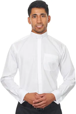 Men's Long Sleeves Tab Collar Clergy Shirt Black