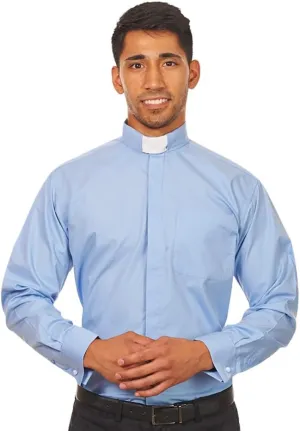 Men's Long Sleeves Tab Collar Clergy Shirt Black