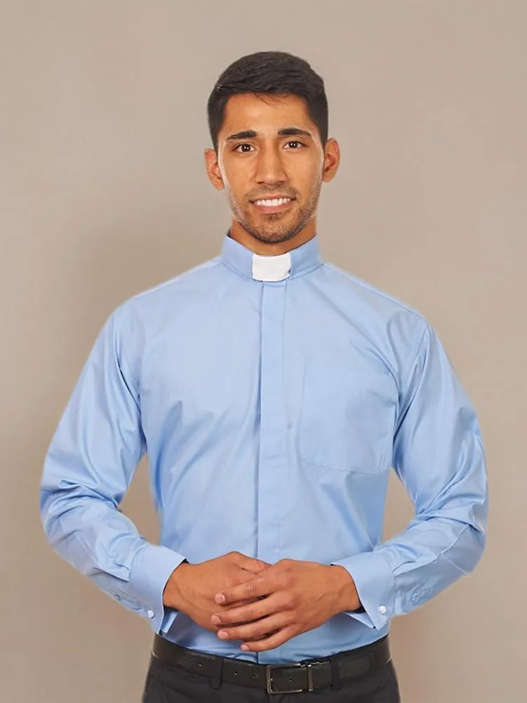 Men's Long Sleeves Tab Collar Clergy Shirt Black