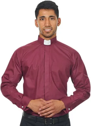 Men's Long Sleeves Tab Collar Clergy Shirt Black