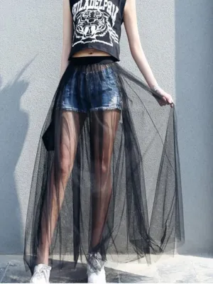 Mesh Lace Maxi Skirt