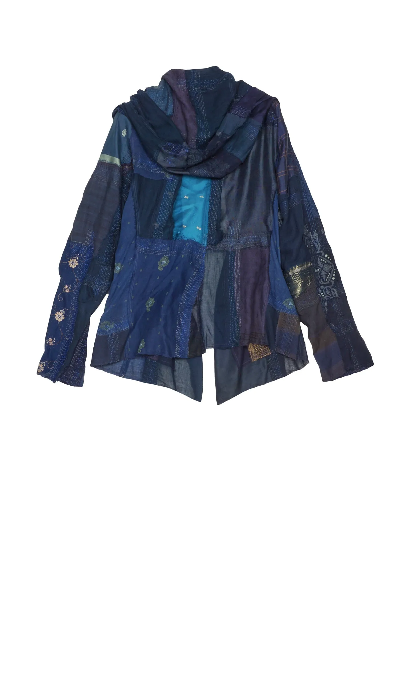 MOSAIC TILE PATCH KANTHA HOODED JKT - mt1042-nvy -